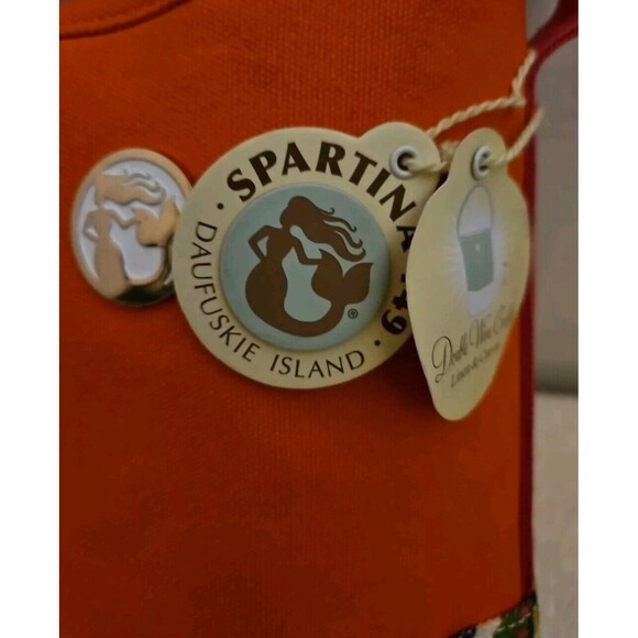 Spartina 449 Double Wine Caddy Carson Cottage Orange Floral 9x7x4" - Picture 2 of 4